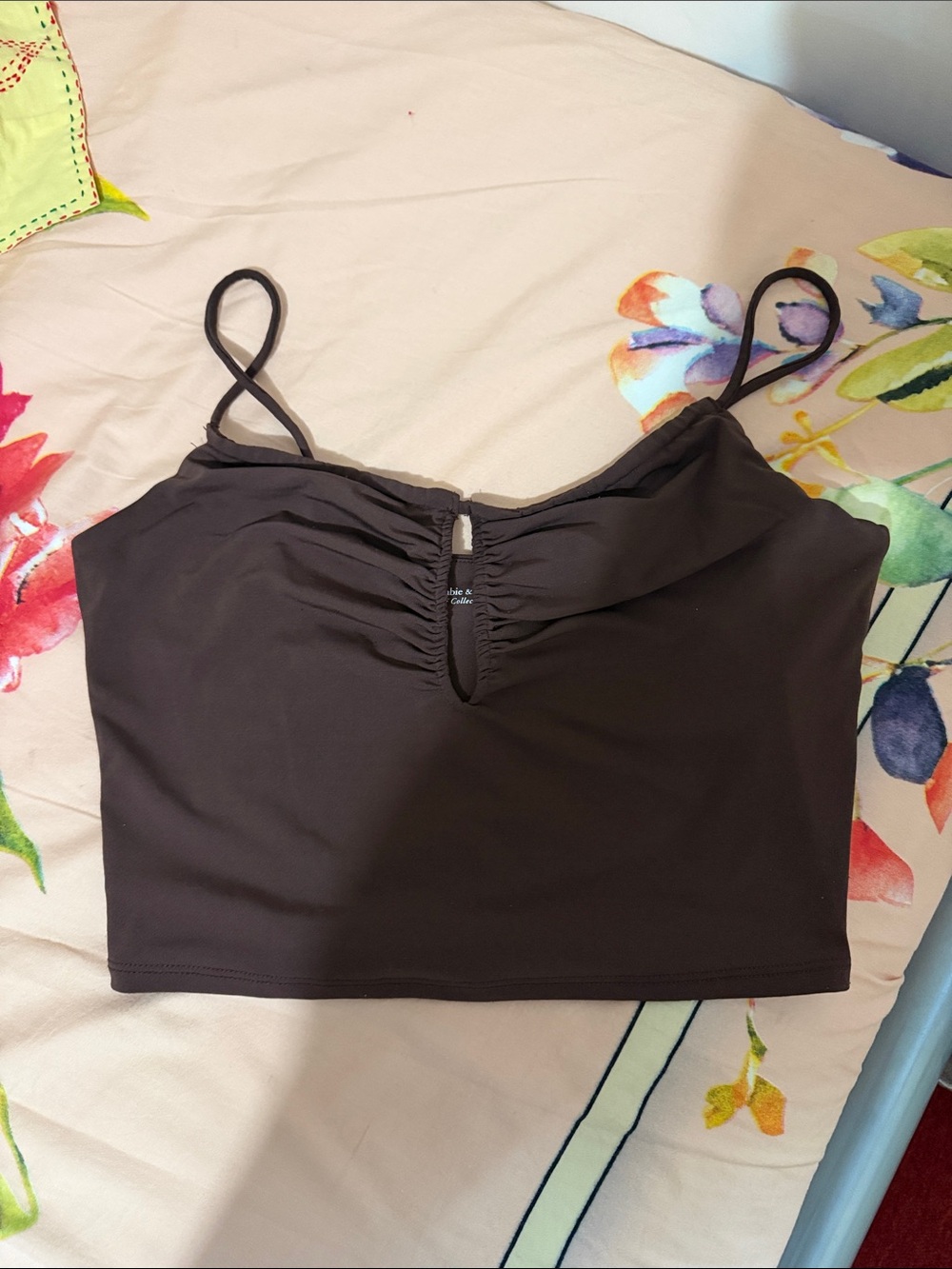 Abercrombie & Fitch Black Ruched Front Crop Camisole
